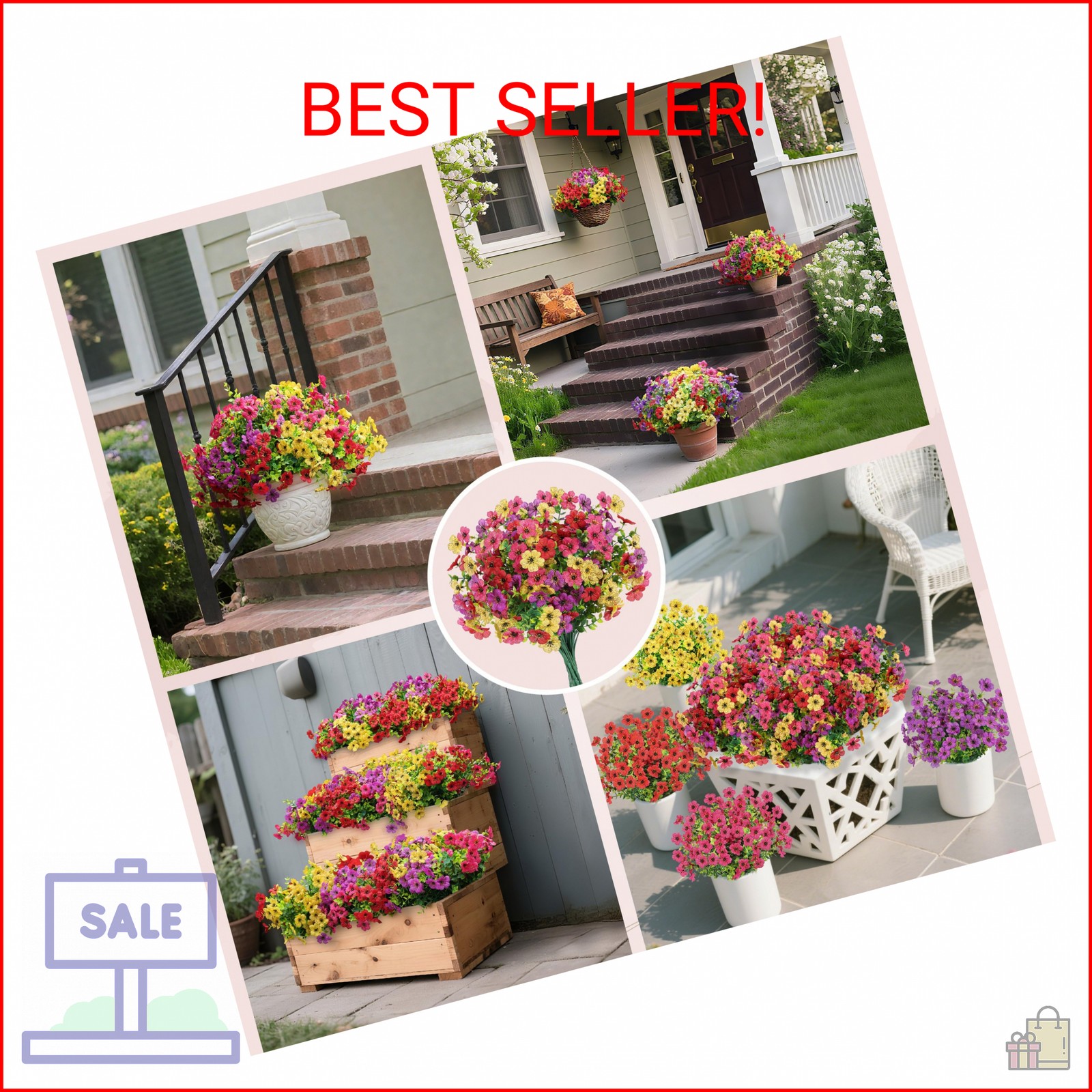 Der Rose 12 Bundles Artificial Flowers for Outdoors Fake Flowers Plants Spring S
