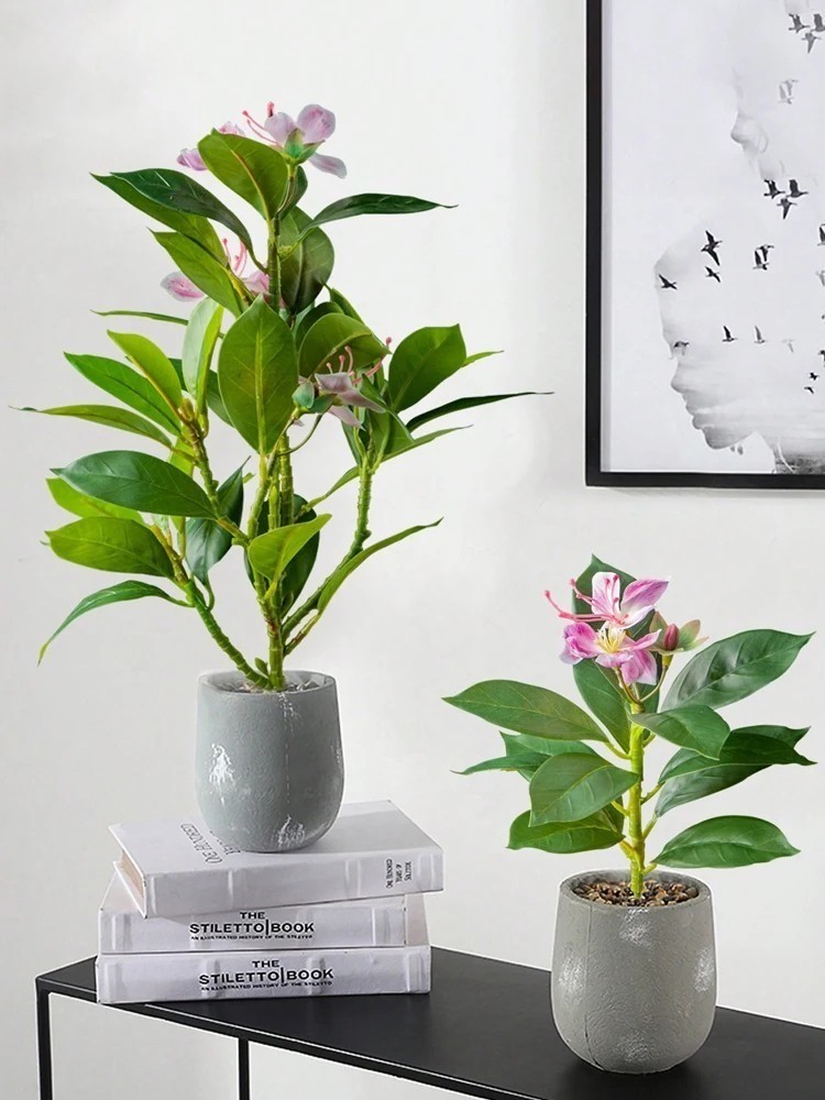 21-31cm Artificial Azaleas Plants Fake Rubber Tree Tropical Palm Leaves Faux