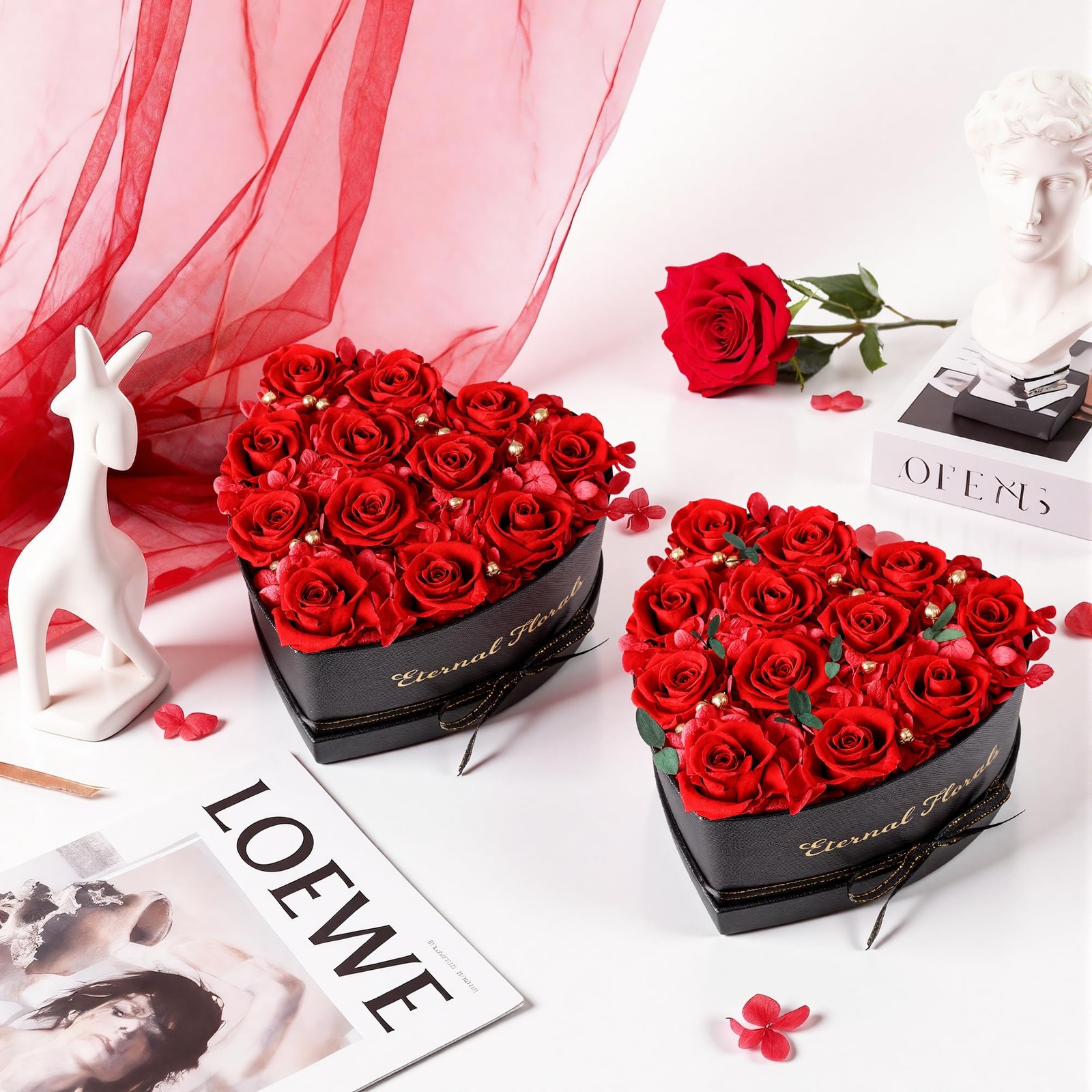 Red Preserved Forever Roses In Box 12 Flowers Anniversary Gift For Women