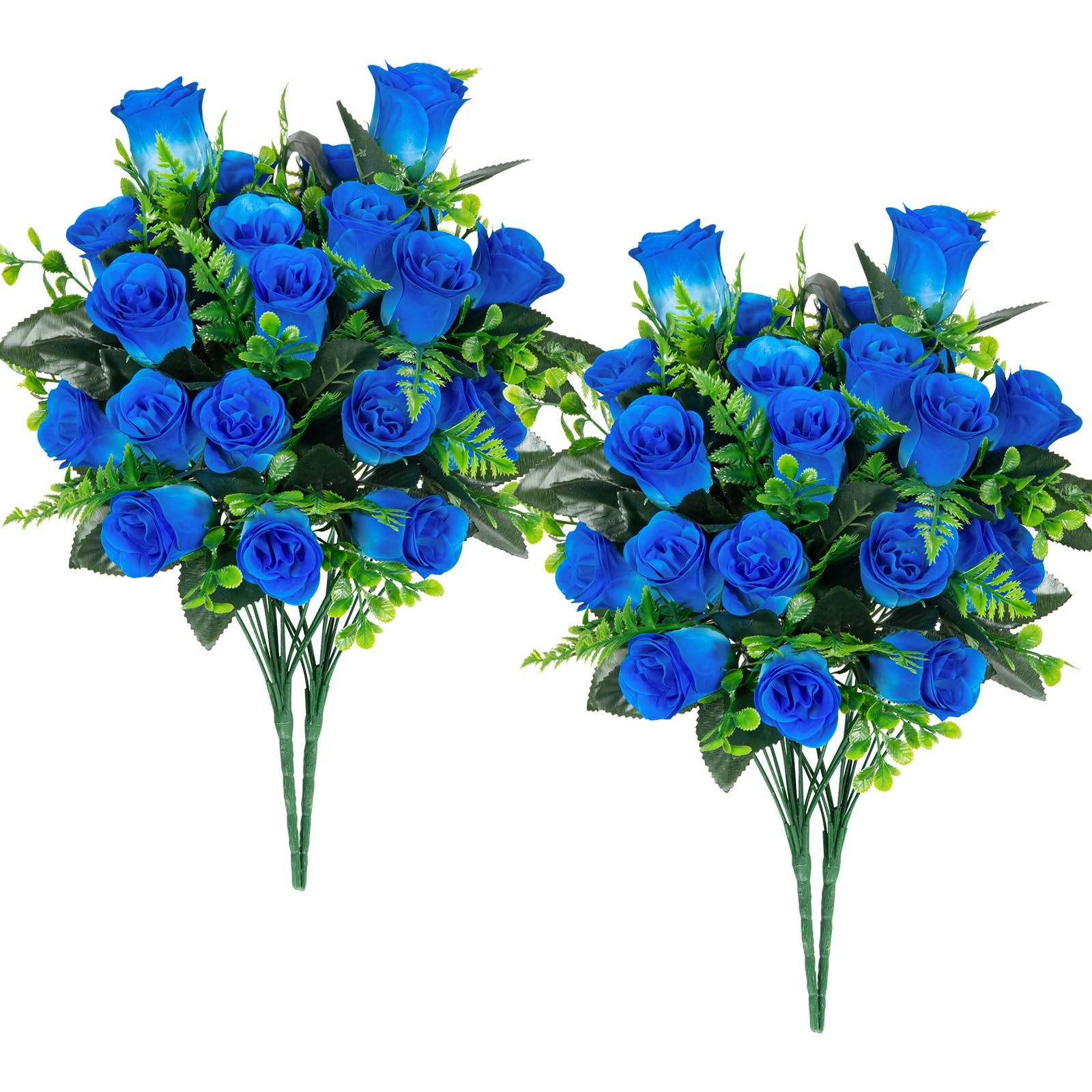 4 PCS Blue Artificial Rose Flowers Silk Fake Bouquet Wedding Party Centerpiece