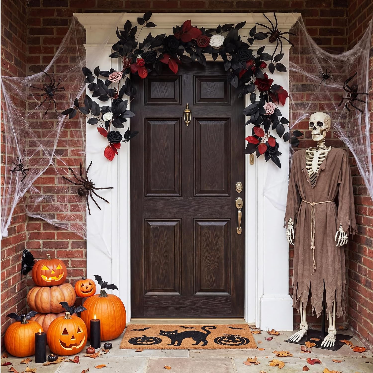 5 Ft Halloween Black Burgundy Artificial Flower Garland Fake Rose Vine Hanging G