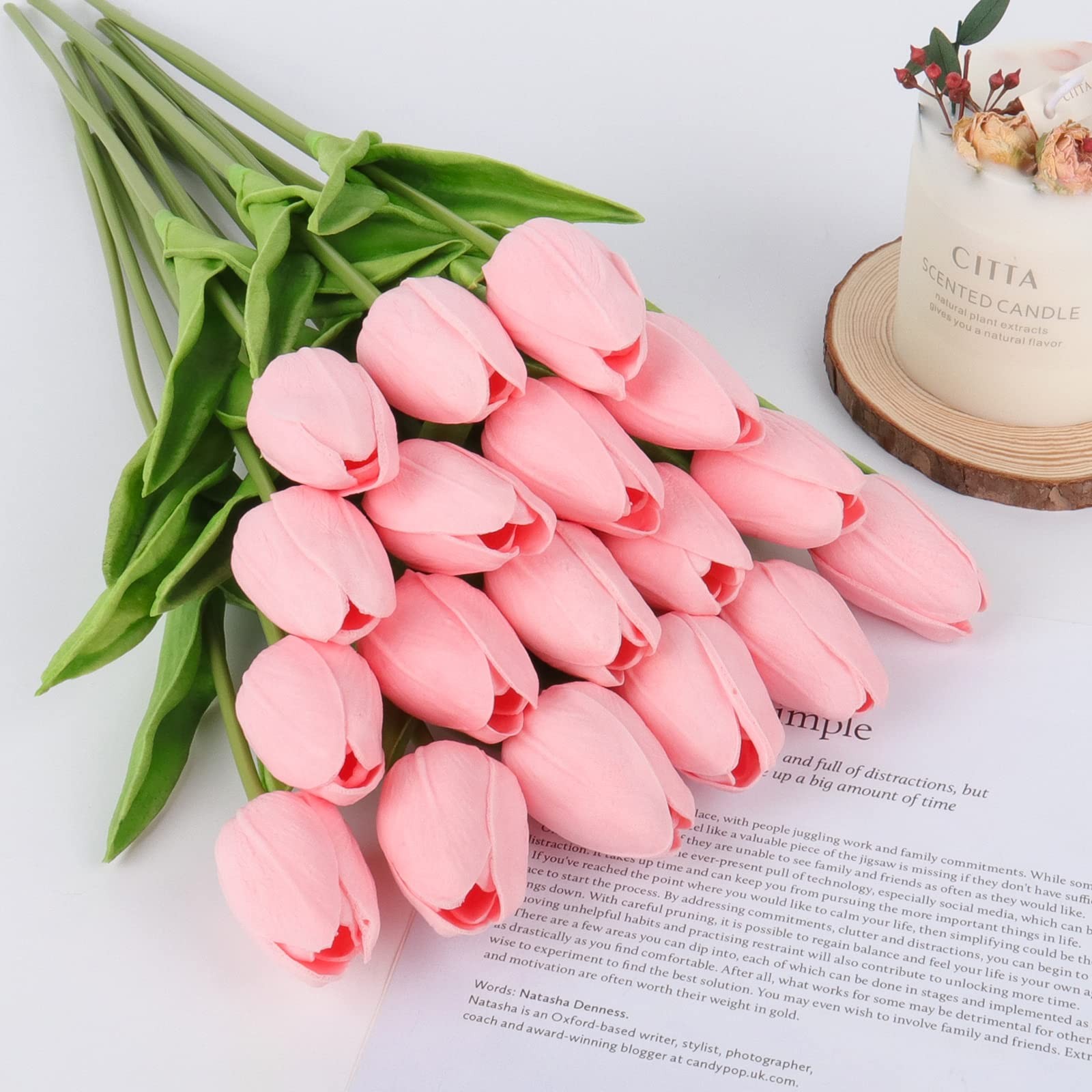 Black Tulips Artificial Flowers Faux Real Touch Fake Bouquet Halloween 18 PCS