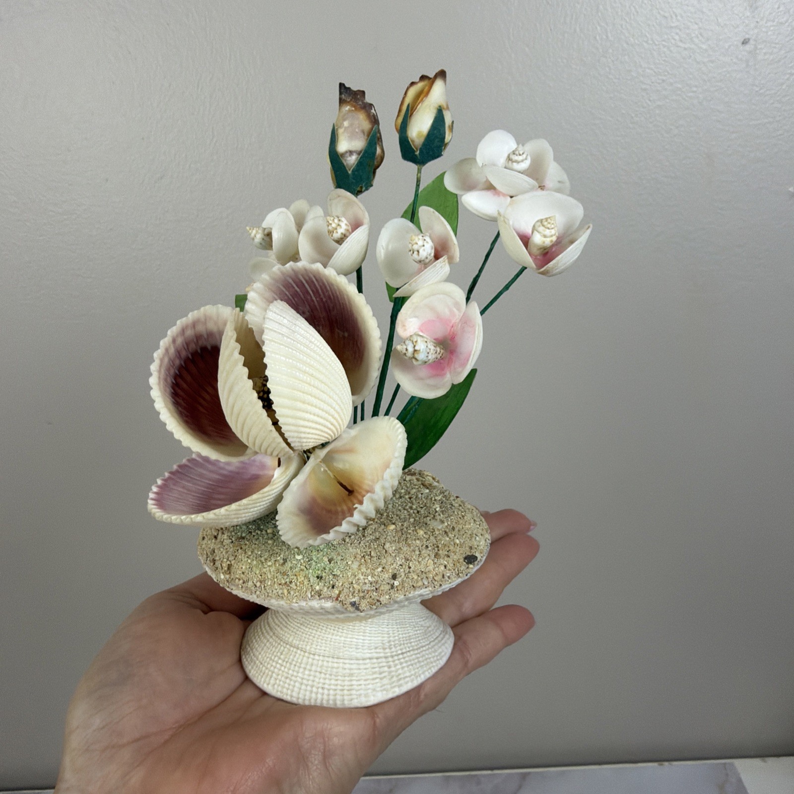 Vintage Sea Shell Floral Bouquet Kitsch Coastal Cottagecore Rare Shell Arrangeme
