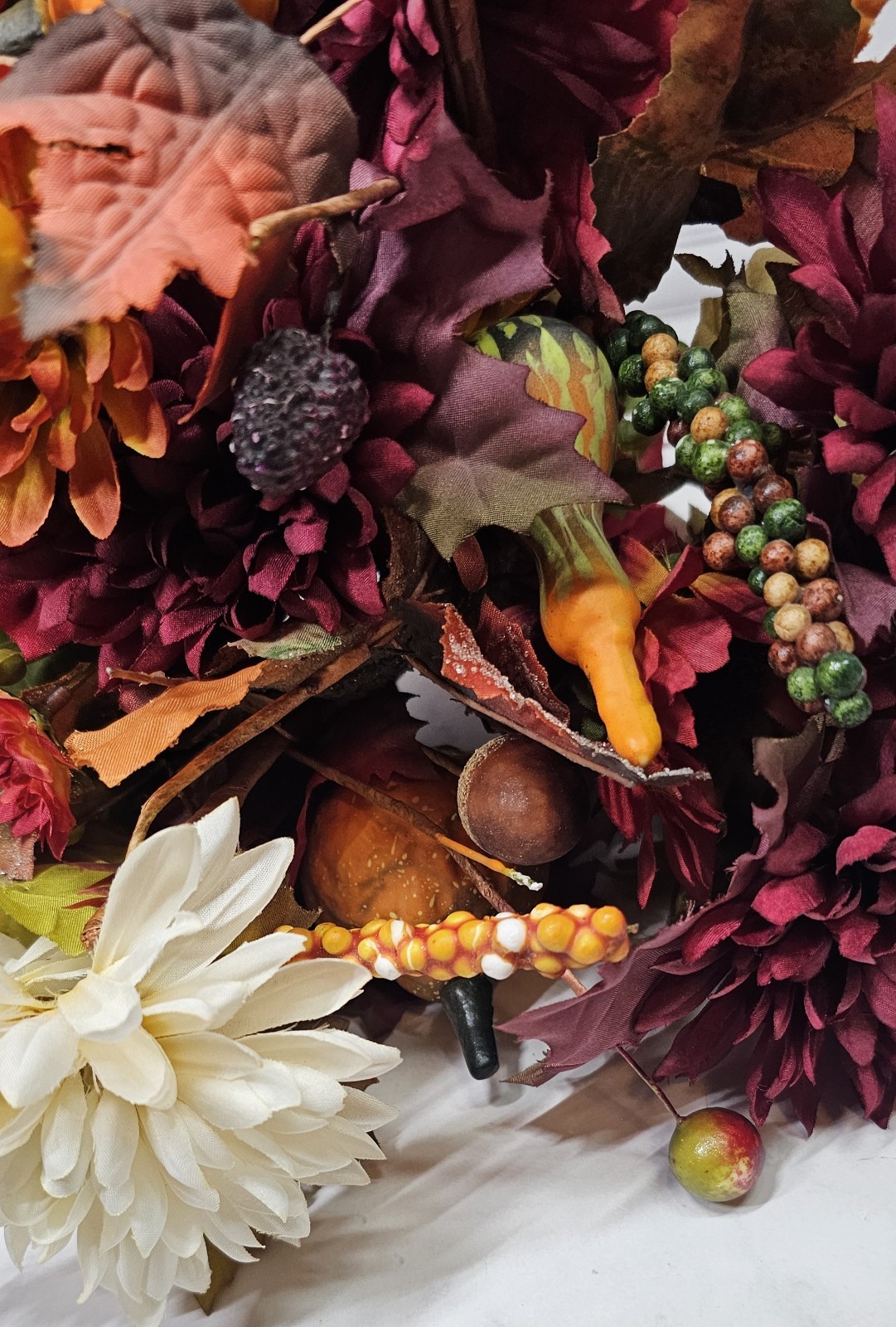 Fall Artificial Flowers With Small Pumpkin And Gourds