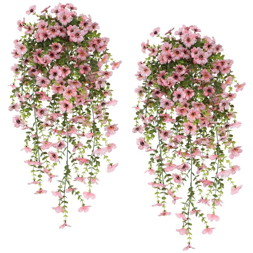 76cm Artificial Eucalyptus Vine with Violet Silk Flowers for Outdoor Decoration