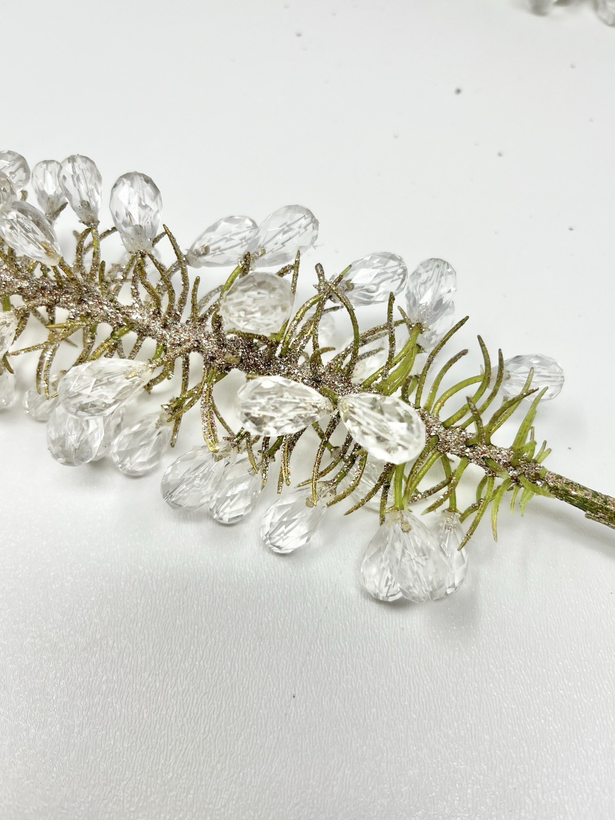 Lot 2 Foxtail Lily Flower Stems Approx. 25” Long Acrylic/Plastic Buds Glitter