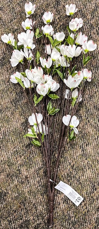 New Spring/Summer DAINTY WHITE DOGWOOD FLOWER Spray Bush 16″ set of 12