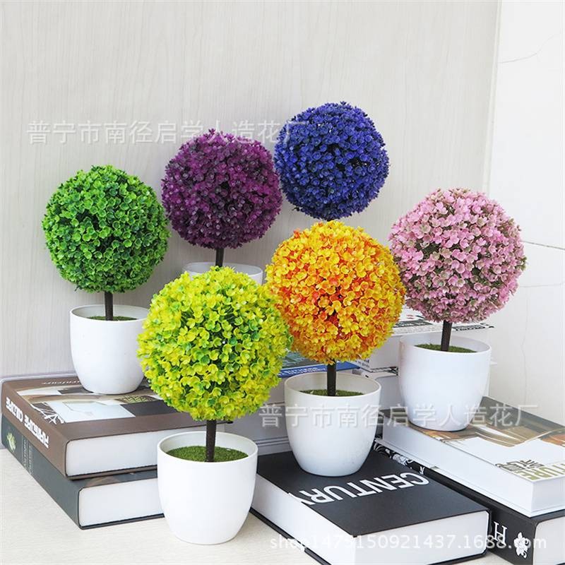 Bonsai Flower Simulation Plant Home Decorative Small Tree Straw Ball Creative