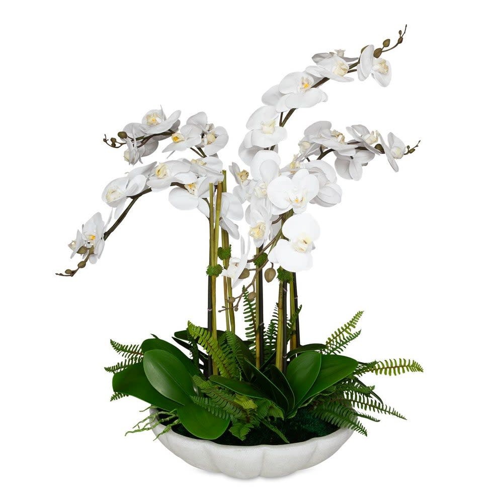 Uttermost 60239 Flourish Orchid 36″ Tall Rice Stone Faux Flora – White