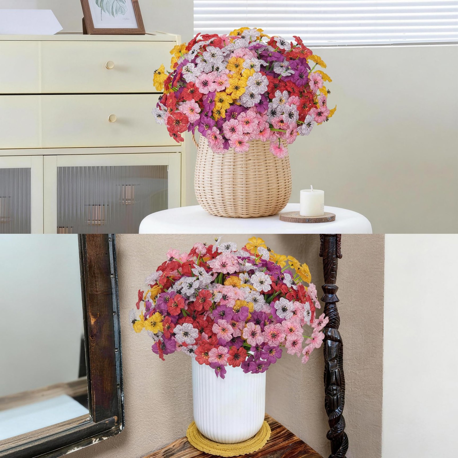 20 Bundles Artificial Flowers for Outdoor Spring Summer Decor – UV-Resistant …
