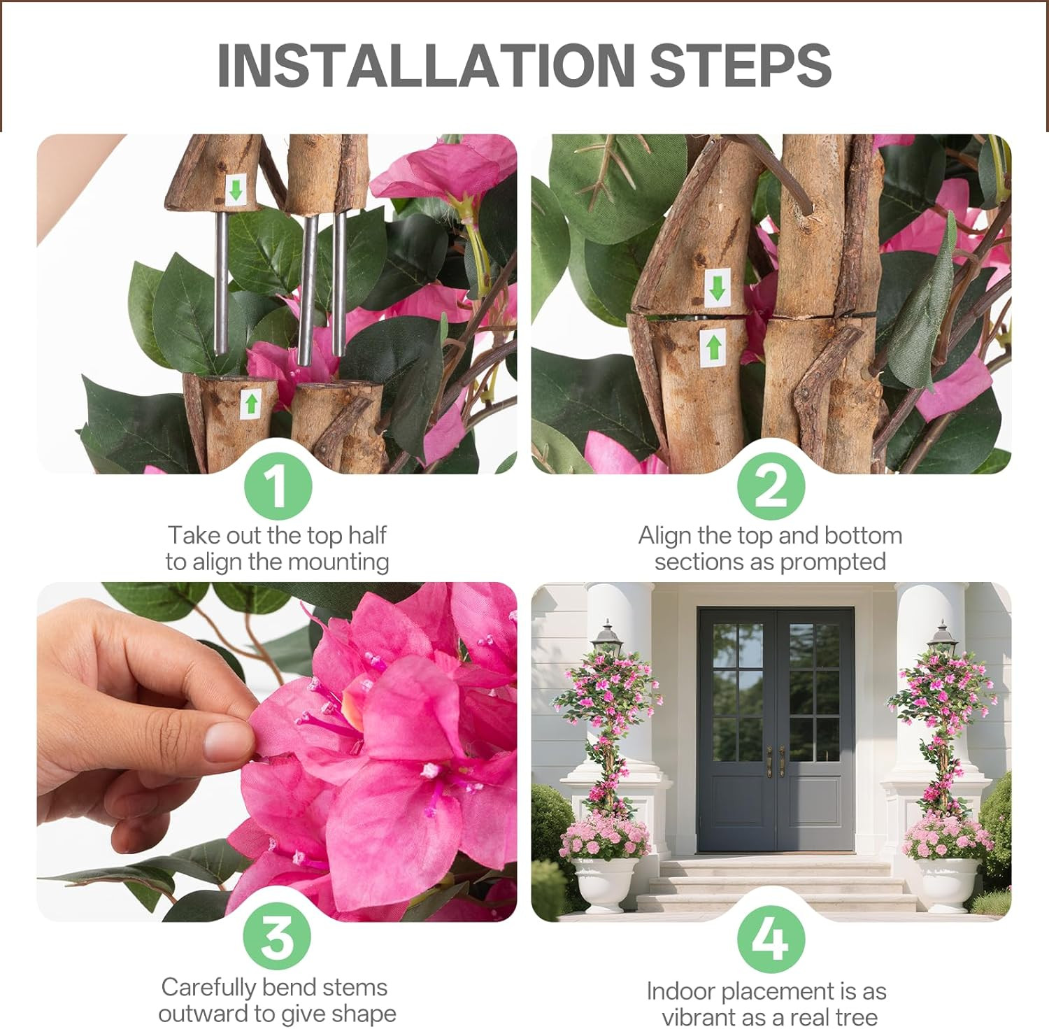2Pack 5FT Pink Bougainvillea Trees – Faux Silk Indoor/Outdoor Decor