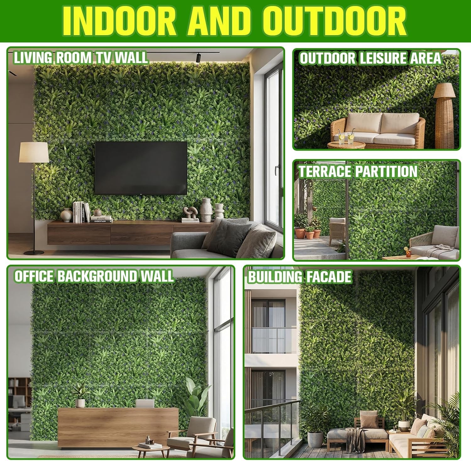 3PCS 40×40″ Artificial Privacy Fence Wall Hedge Panel Faux In/Outdoor Home Decor