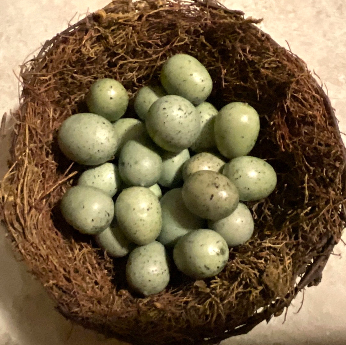 Set 6 Green Speckled Eggs 3/4”- 1” Bird Eggs Spring Decor