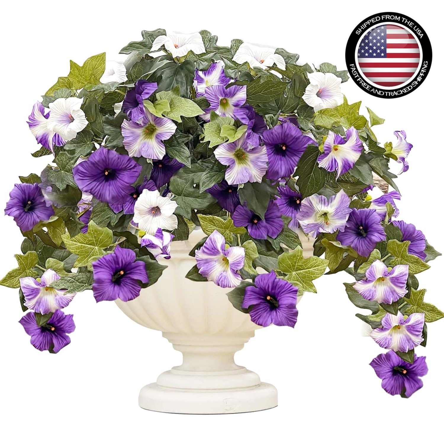 Vibrant 2-Pack Artificial Petunias with 24 Heads for Balcony and Garden Elegance