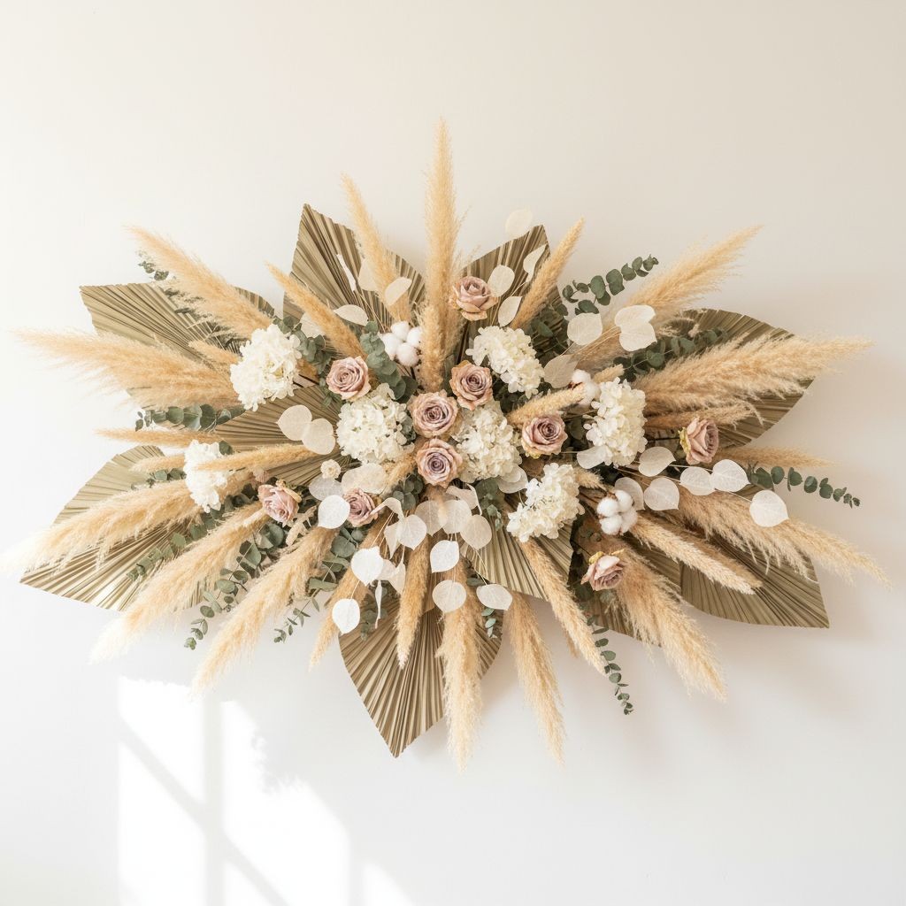 Wheat Beige Pampas Grass 3 Stem Faux Pampas Golden Beige Boho Decor Neutral Vase