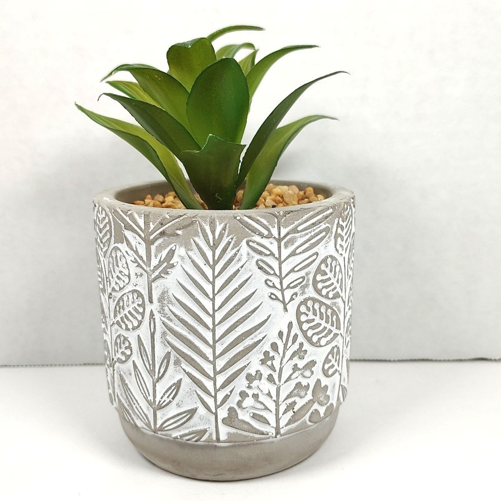 Old East Main Co Neutral Tranquility Artificial Succulent Potted Plant Pebbles