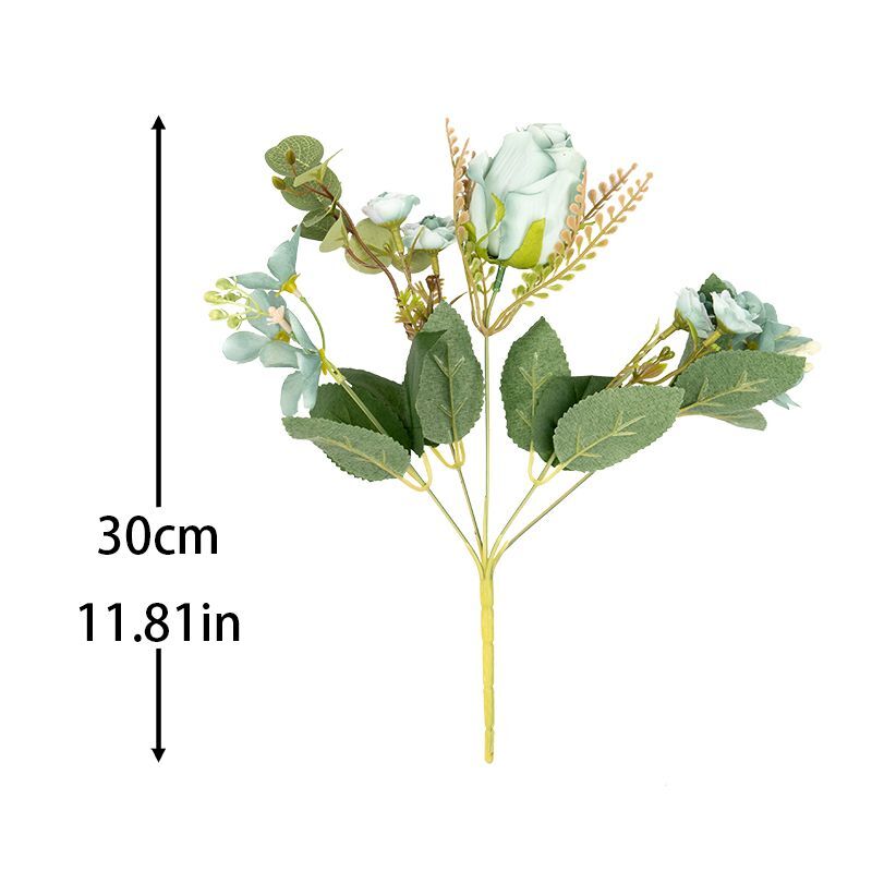 Artificial Rose And Eucalyptus Flower Bouquet High Quality Home / Wedding Decor