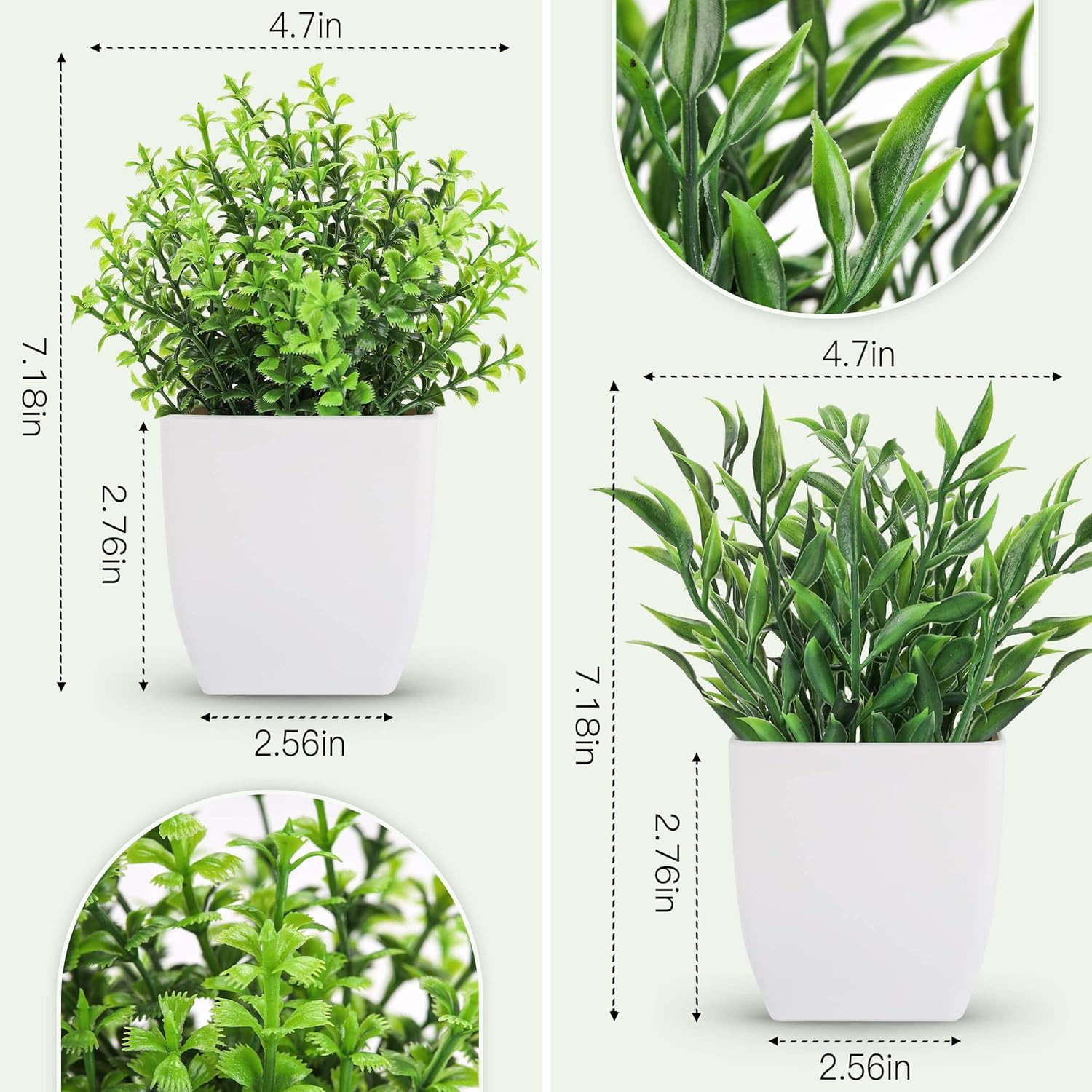 2 Pack Fake Plants Mini Artificial Greenery Potted Plants for Home Decor Indo…