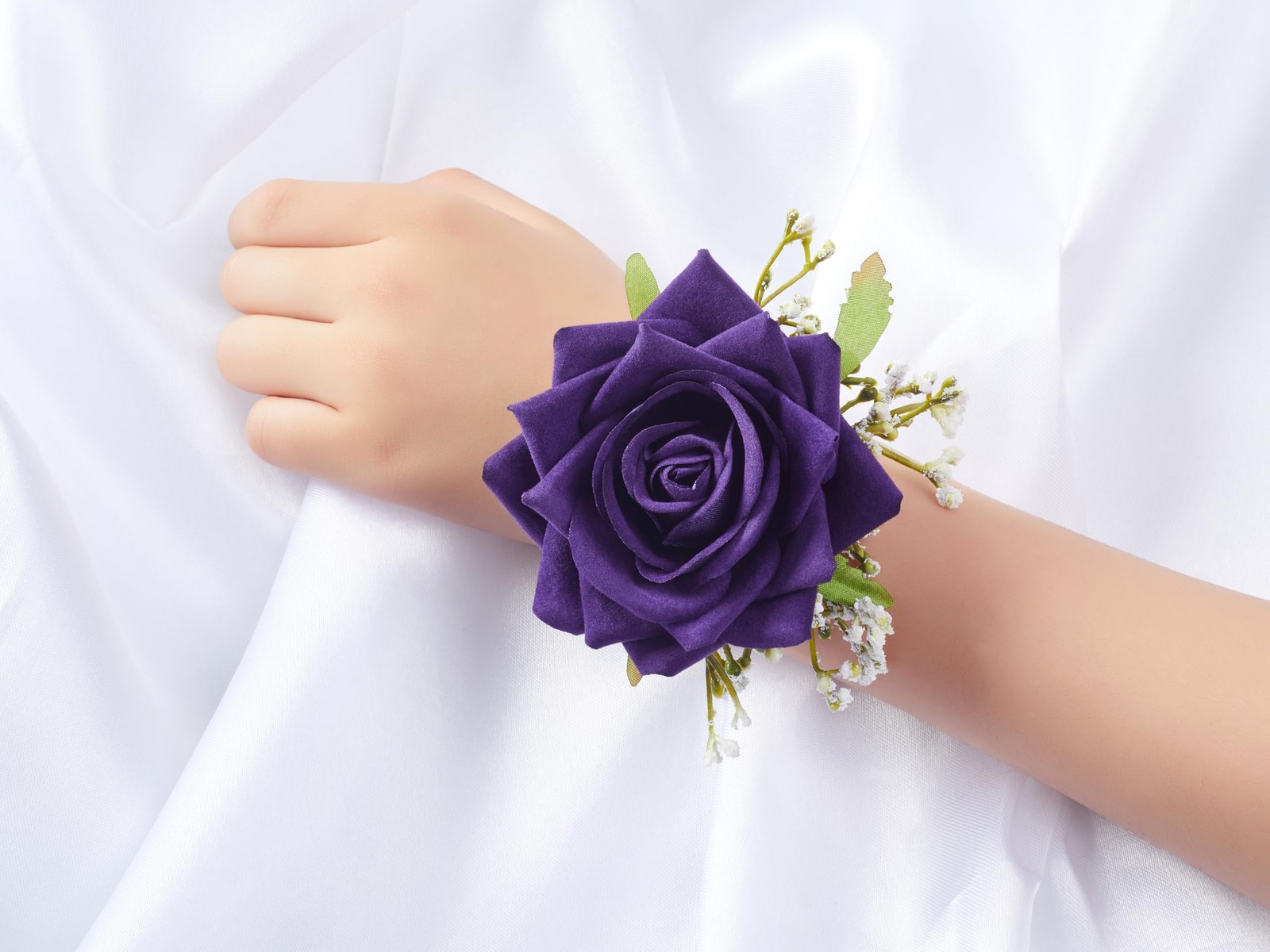 2Pcs Purple Corsage and Boutonniere Set Corsage Wristlet for Prom Decor Bouto…