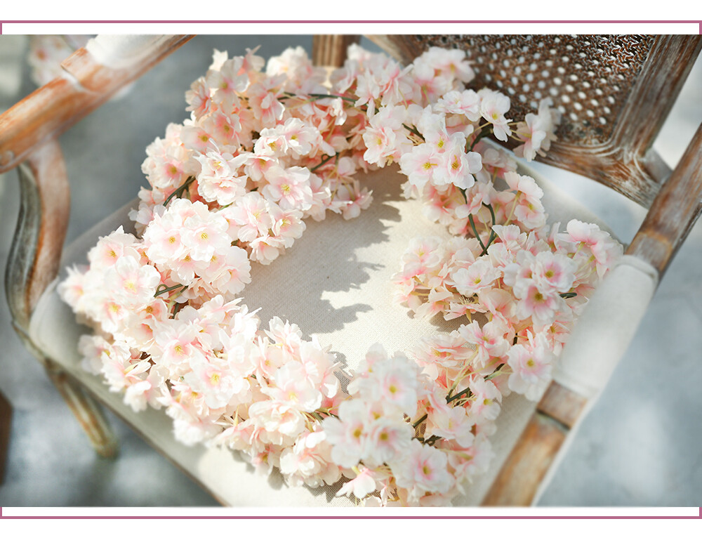 2 Pack Artificial Rose Vine Cherry Blossom Garland Flower Hanging Wedding Party