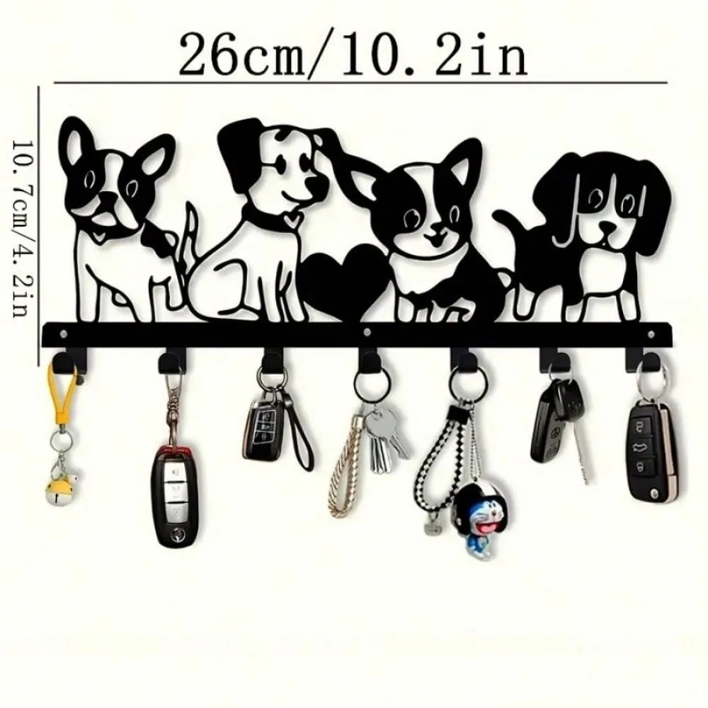Cartoon Dogs Metal Wall Hook – Rustproof Modern Living Room Bedroom Decor 1PC