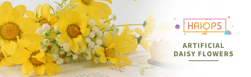 Artificial Daisy Flowers 6 Bundles 21” Faux Silk Daisy Flowers with Stems for