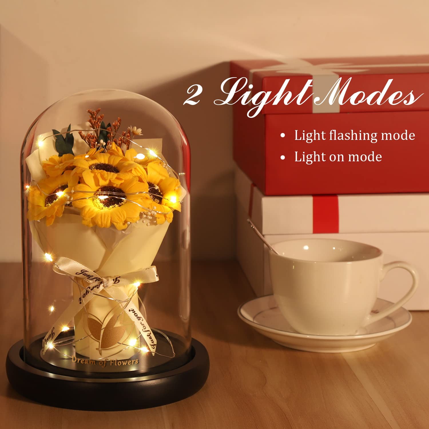 Valentines Day Gifts, Sunflower Gift for Mom-Preserved Artificial Rose Flower…