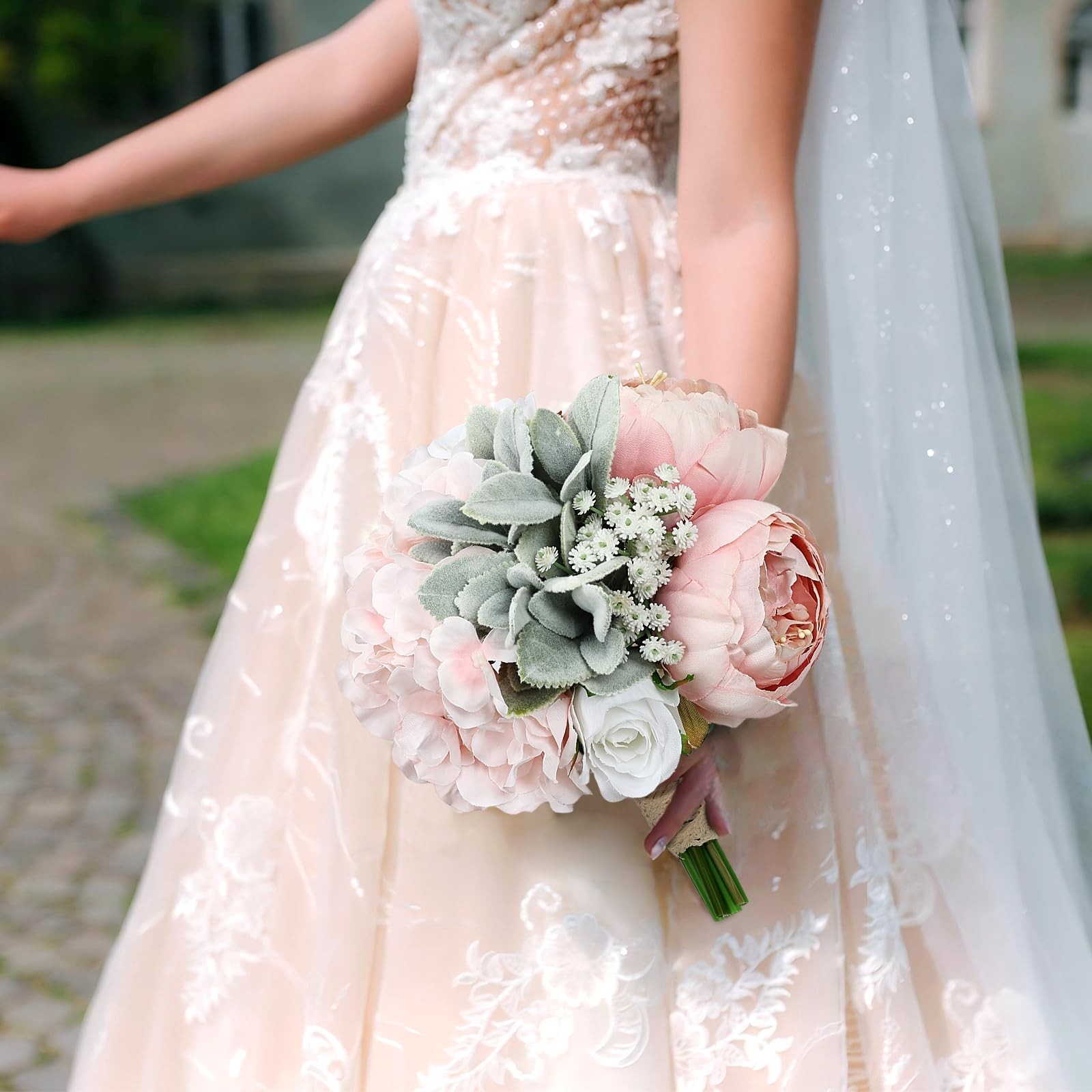 Dusty Pink Pre-Made Bridesmaids Bouquets Set of 2-7 inch Small Rustic Aritifi…