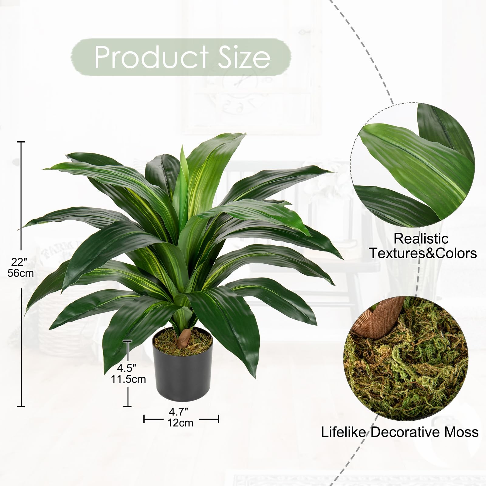 Dracaena Artificial Plants Large Fake Plant 22 Inches Tall Floor Plant Yucca …