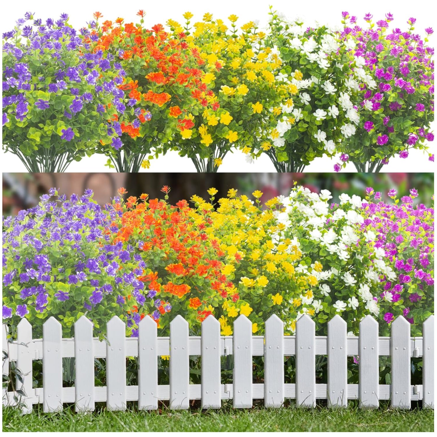 UV Resistant Artificial Boxwood Flowers 20 Bundle Mix