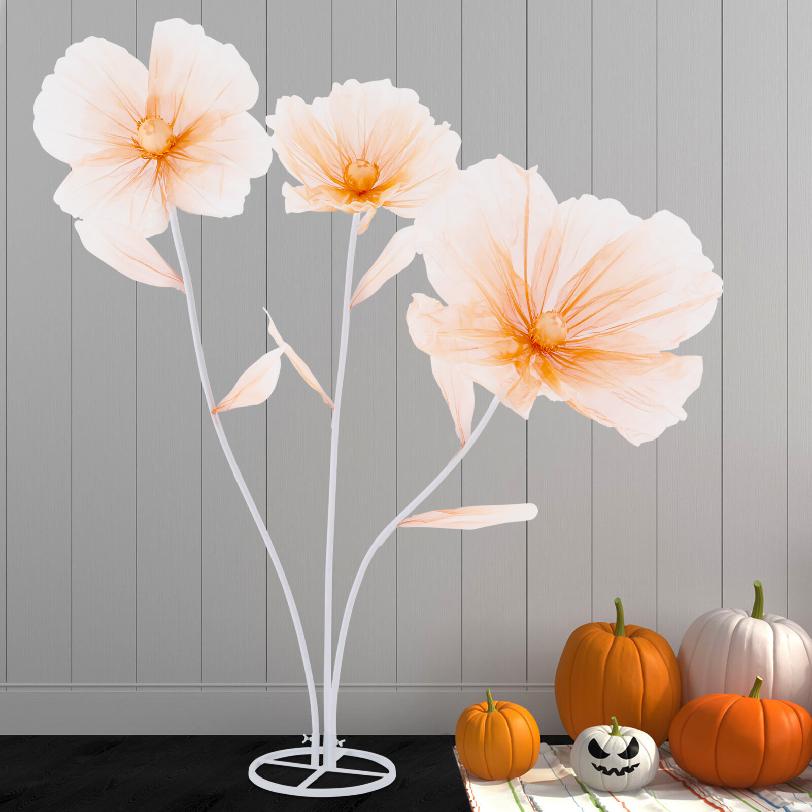 67 Inch Artificial Flower Arrangement, 3 Head Champagne Silk Wedding Decor
