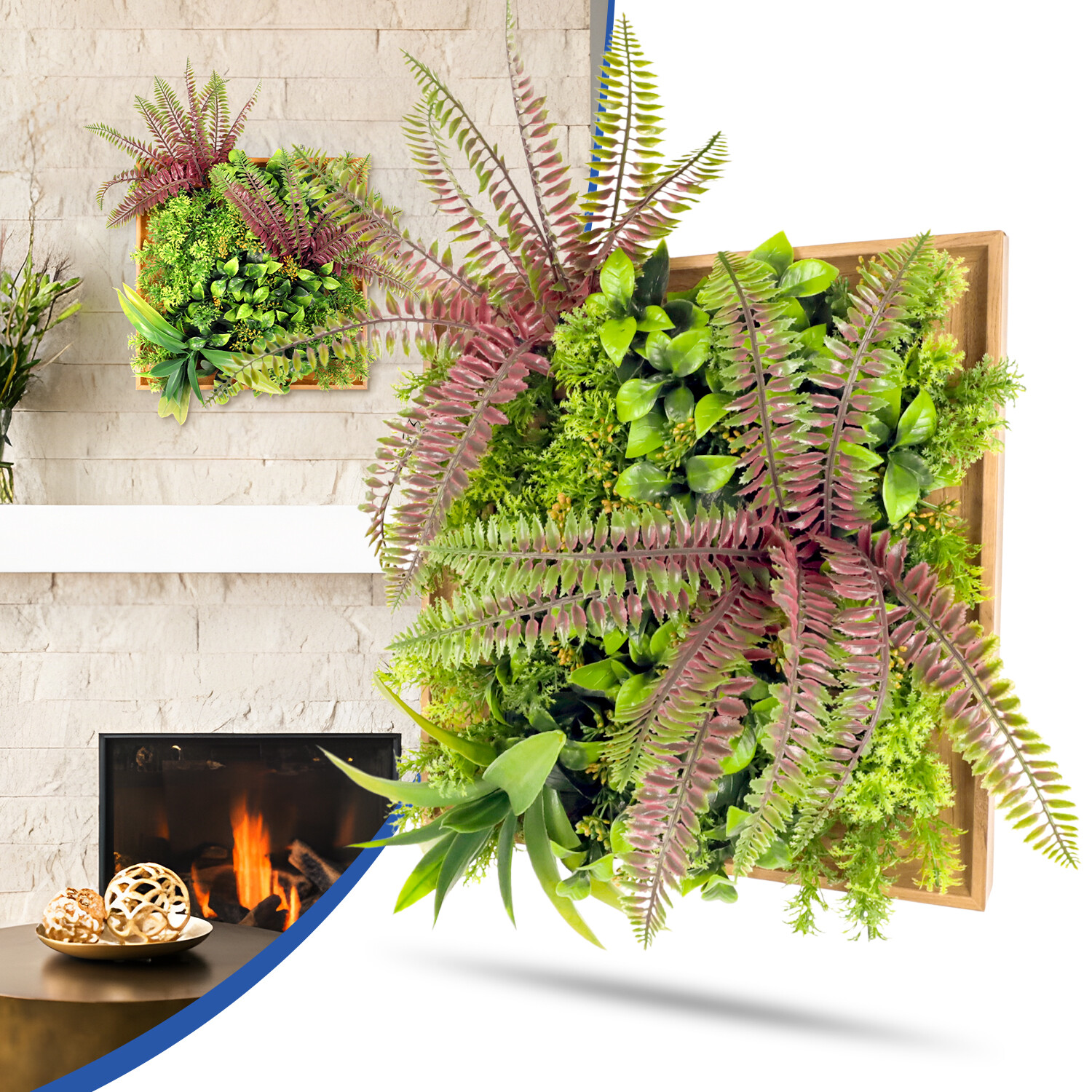 12″x12″ Artificial Grass Wall Hedge Decor Decoration With Wooden Square Frame #2