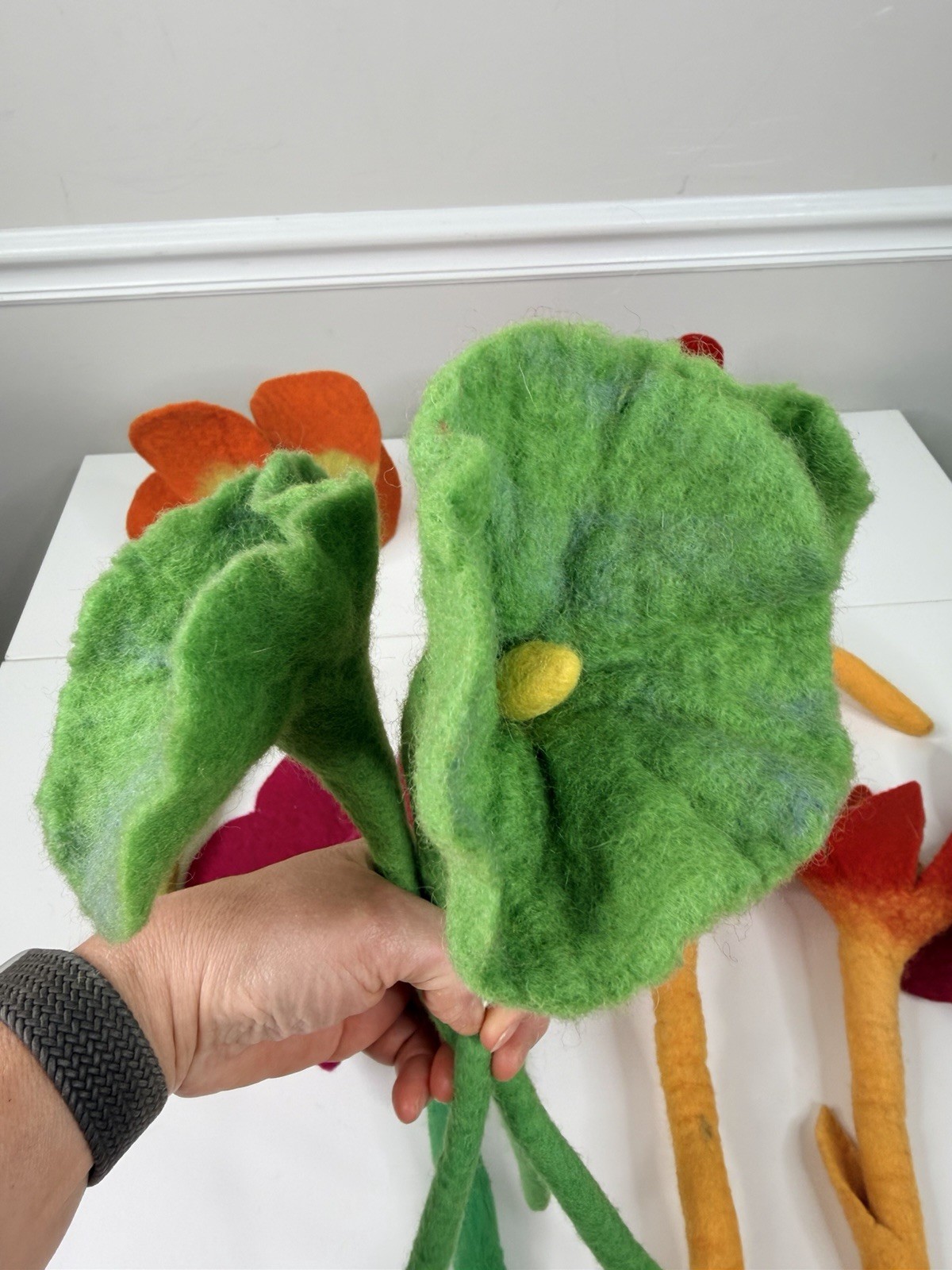 handmade 9 Whimsical Wool Felt Flowers Bouquet Great Gift Idea large colorful