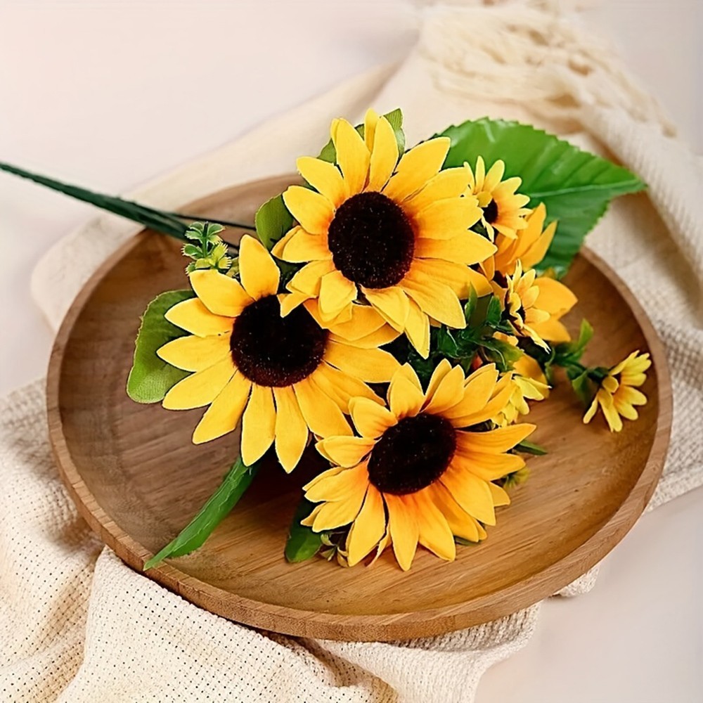 26-Head Artificial Sunflower Bouquet Silk Fake Flowers Wedding Home Decoration