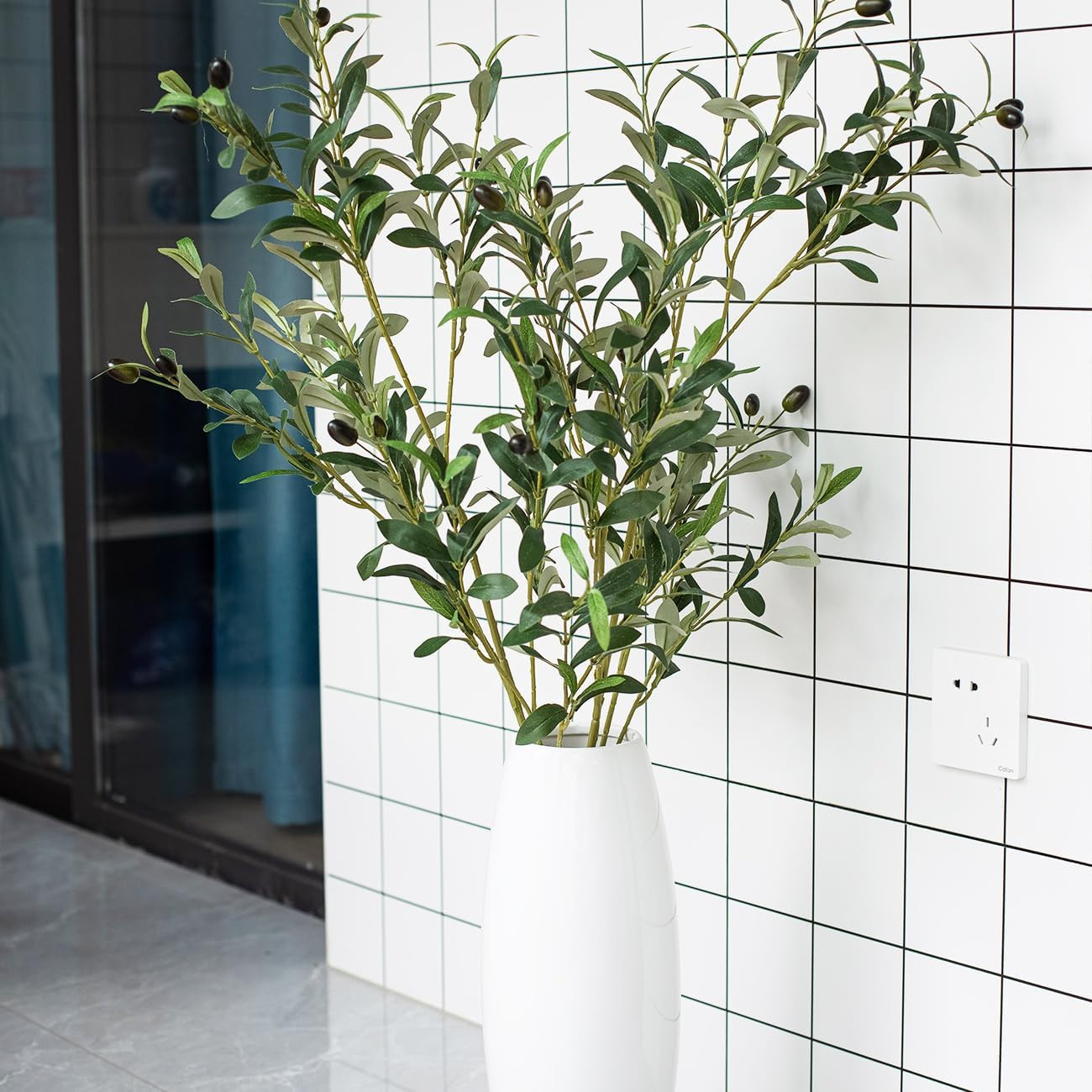 39 Inch Artificial Olive Branches for Vases, Fake Plants Greenery Stems with 222