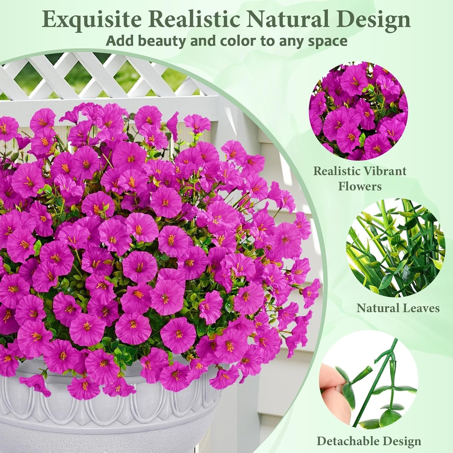 Artificial Flowers for Outdoors, 26 Bundles Fake Outdoor Flowers, UV Resistan…