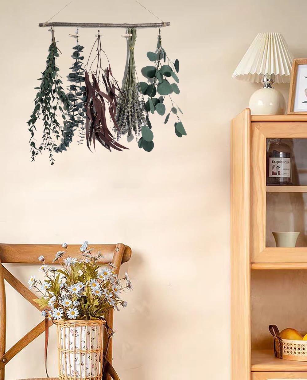 Natural Dried Flower Rack, Dried Flower Wall Hanging for Boho Farmhouse Wall …