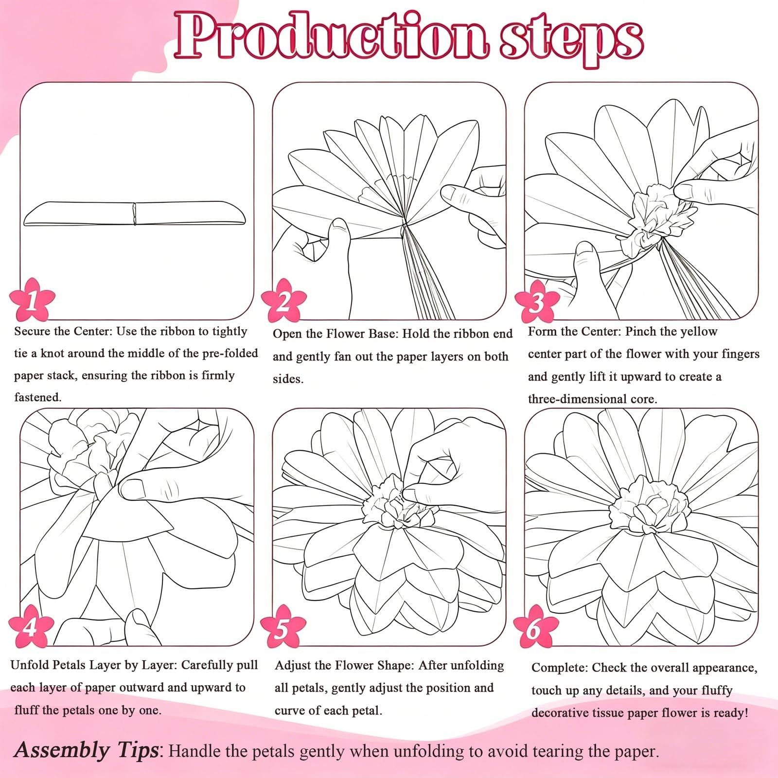 8Pcs Large Paper Flowers Decorations for Wall, 20″ Pink Tissue Paper Flowers …