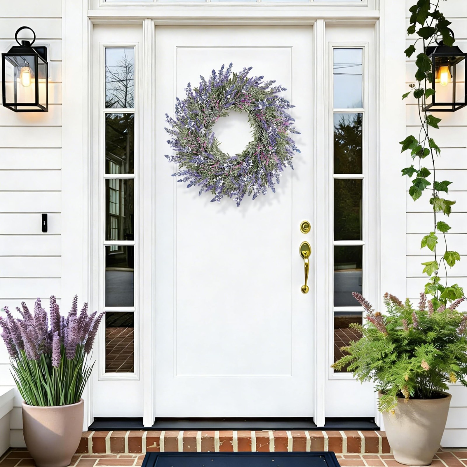 Large Summer Wreaths for Front Door Lavender Wreath for Front Door Spring Eas…