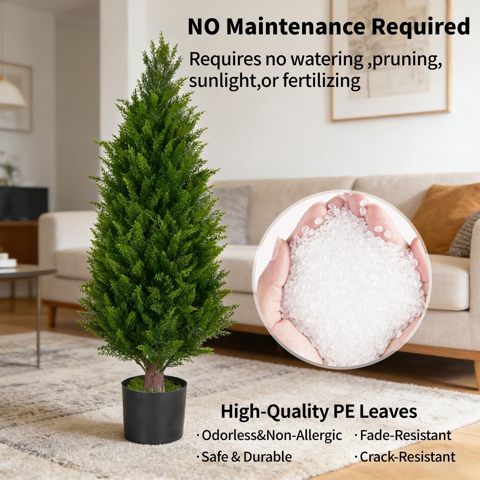 3FT Artificial Topiary Cedar Trees Set of 2 UV Resistant Maintenance-Faux Pla…