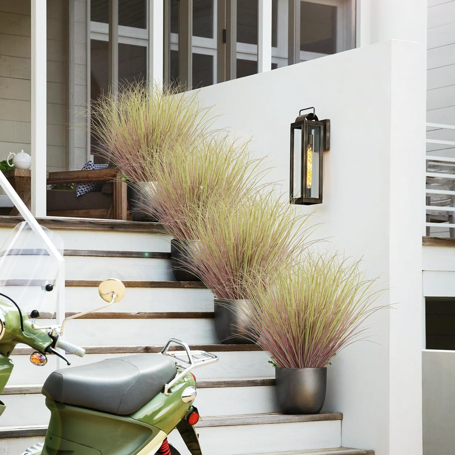 24Pcs Artificial Grass Plants, Faux Shrubs Wheat Grass, Artificial Tall Grass Fa