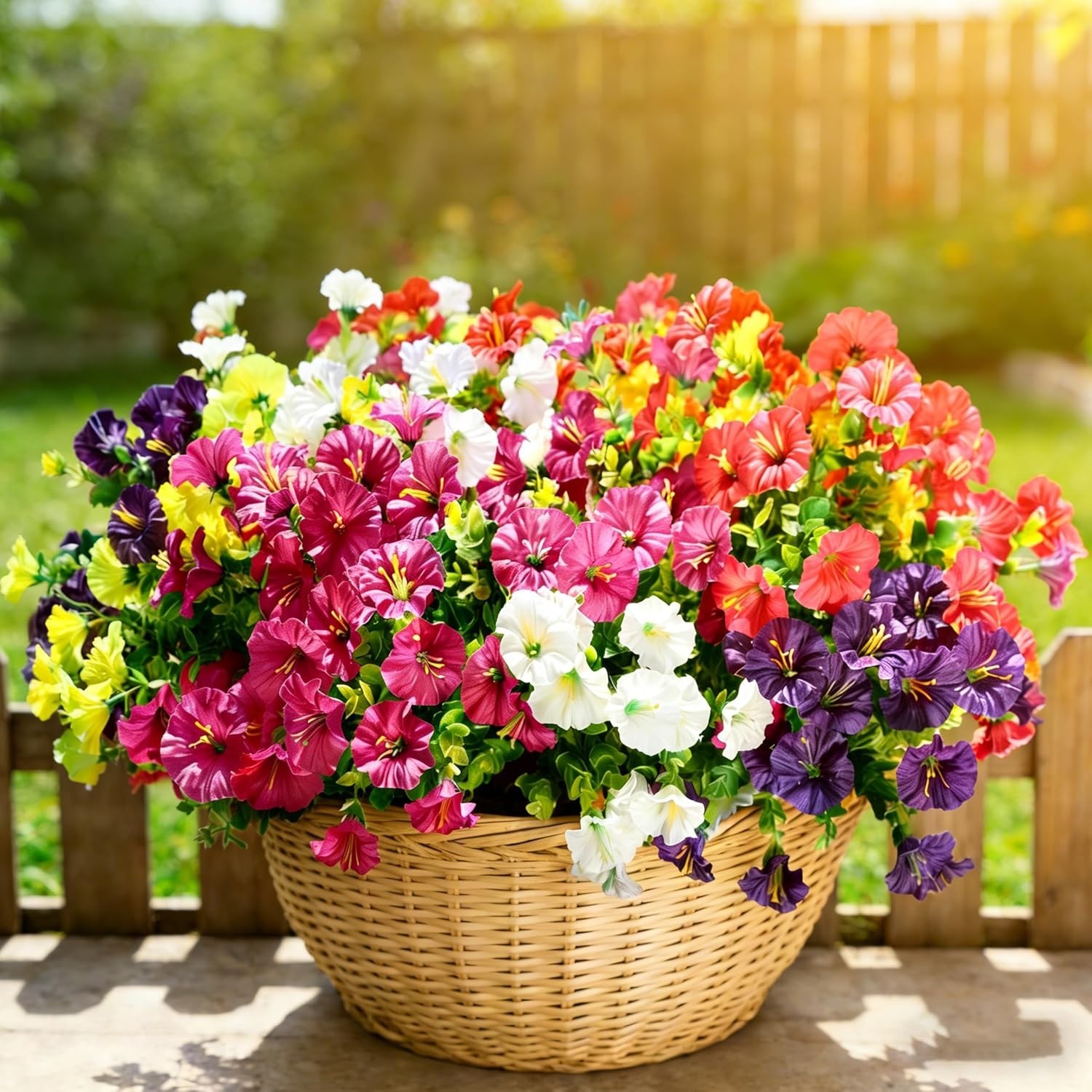 12/24 Bundles Artificial Flowers for Outdoors Fake Flowers Plants Spring Decorat