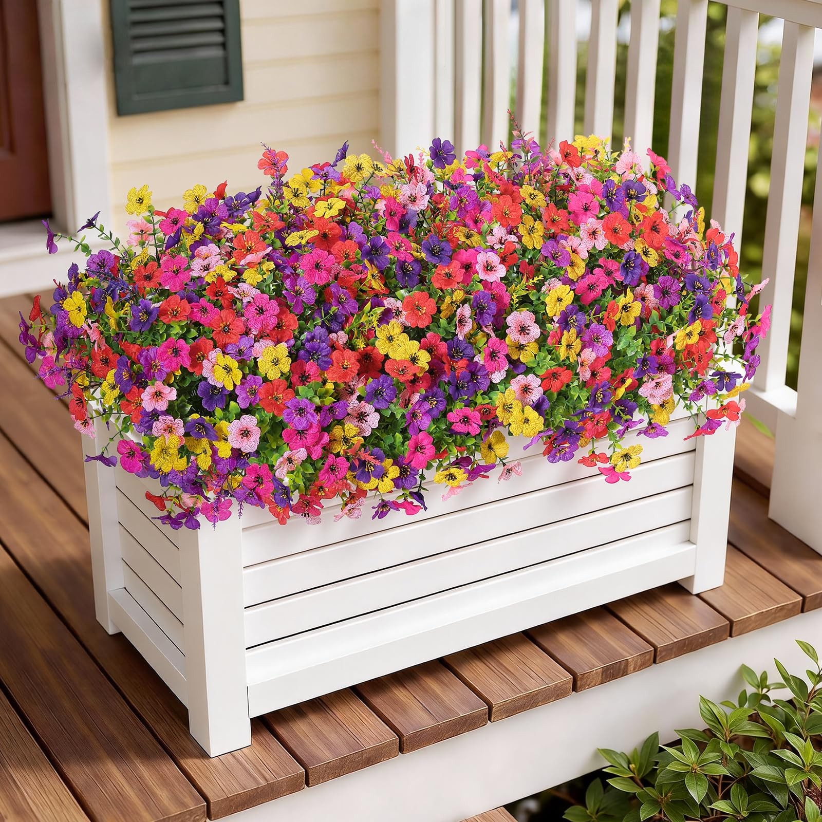 24 Bundles Artificial Flowers for Outdoors UV Resistant Decor