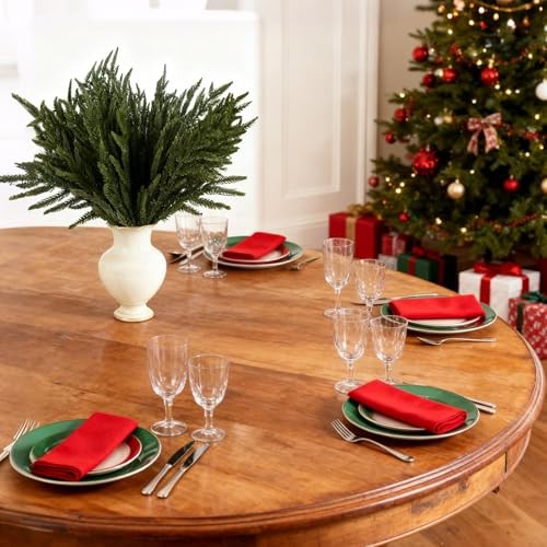 12 Pcs 18″ Faux Norfolk Pine Stems Real Touch Norfolk Pine Branches for Vases
