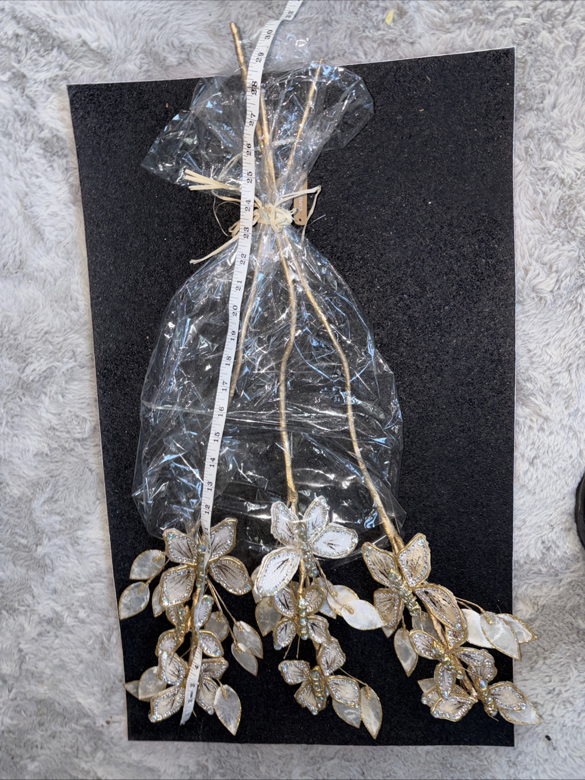 butterfly bouquet made of capiz shells mettalic gold silver 30” Long Stem (3)