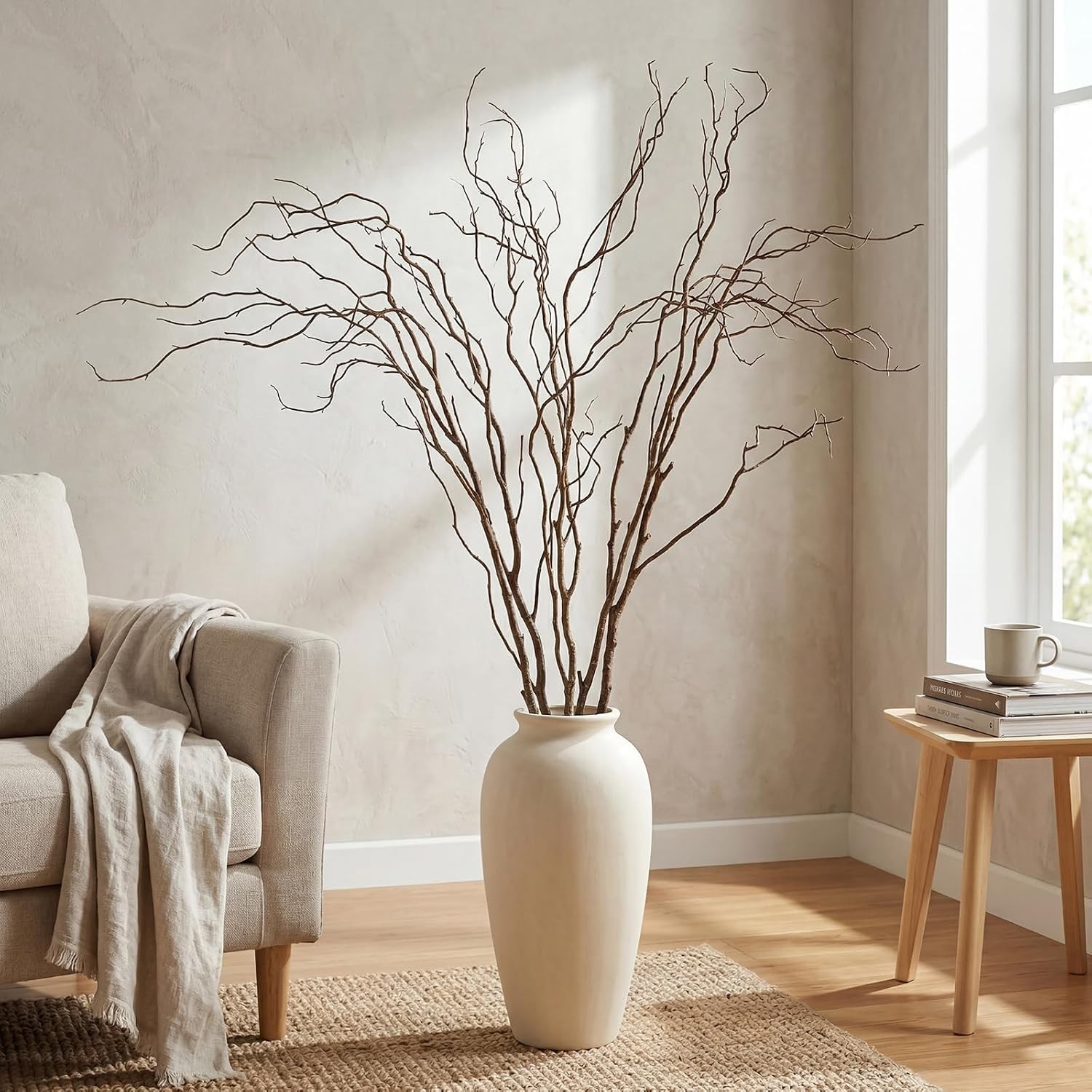 3 Pcs 65 Inch Lifelike Curly Willow Branches for Vases Artificial Decorative