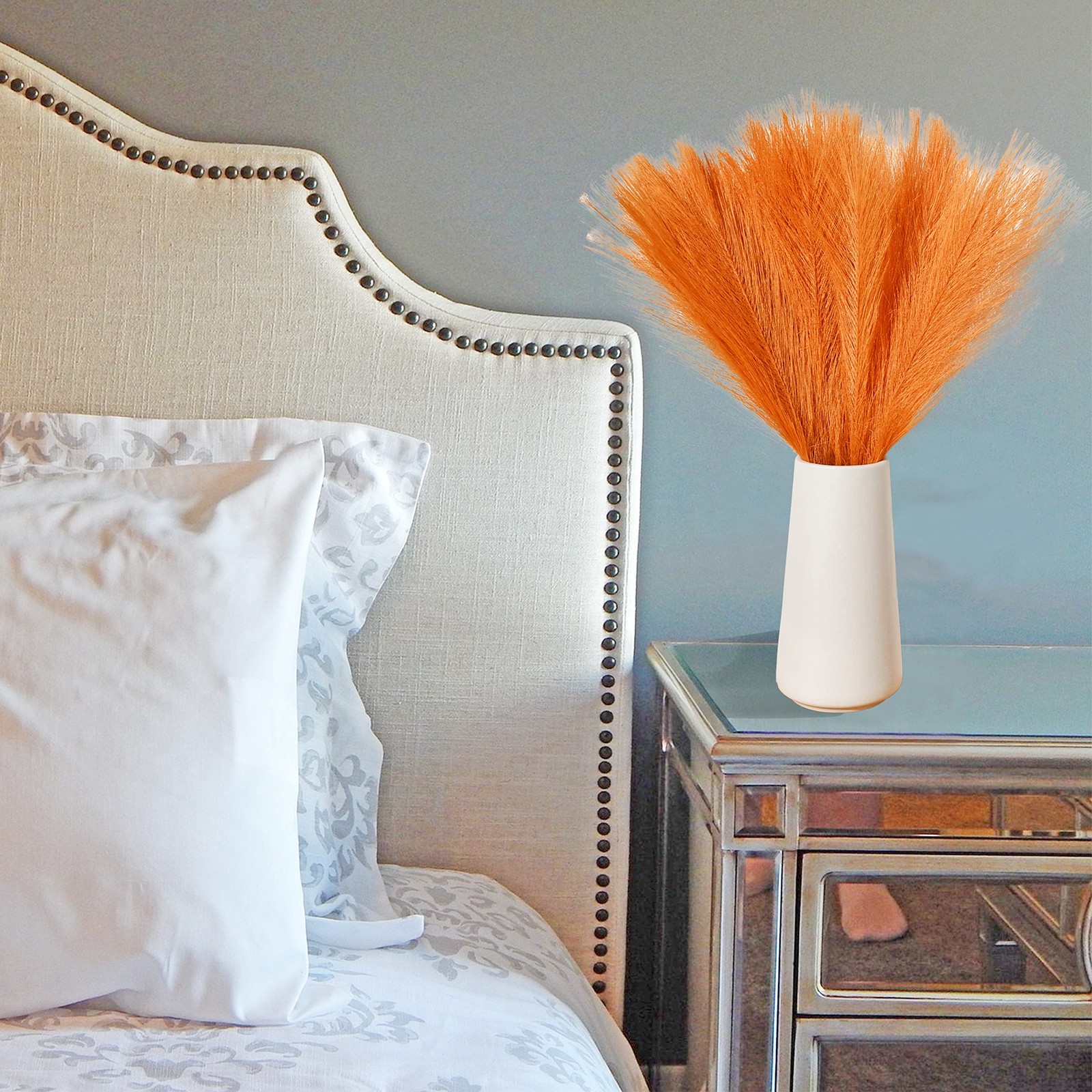20 Stems Orange Silk Pampas Grass Bouquet