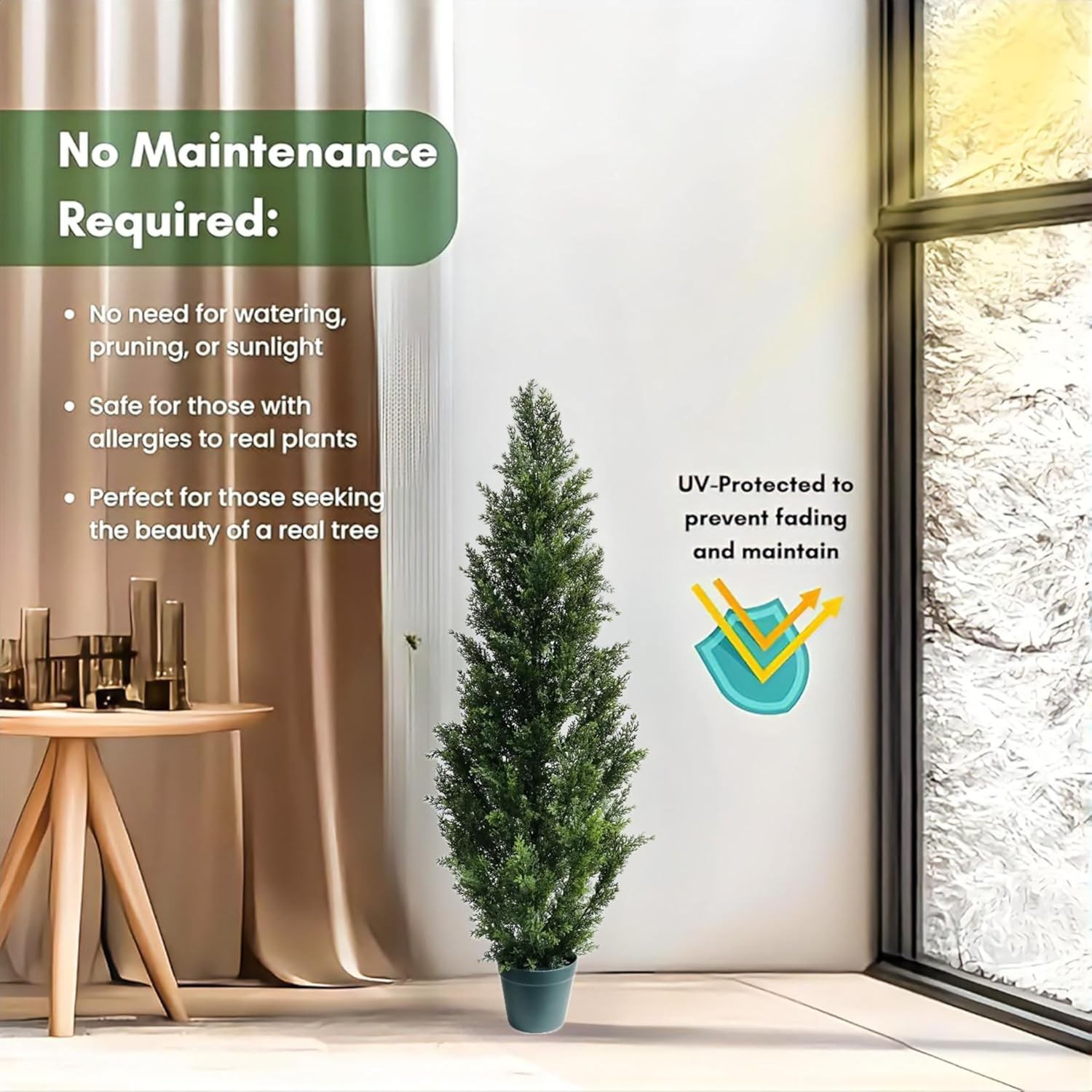 4 Feet Outdoor Artificial Topiary Cedar Tree, Set of 2 UV Resistant Potted Faux