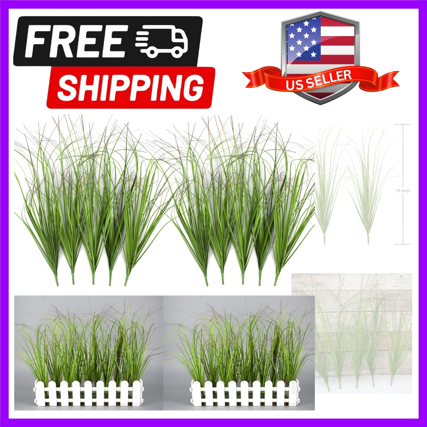 10PCS UV Resistant Artificial Grass Plants – Perfect for Indoor & Outdoor Decor