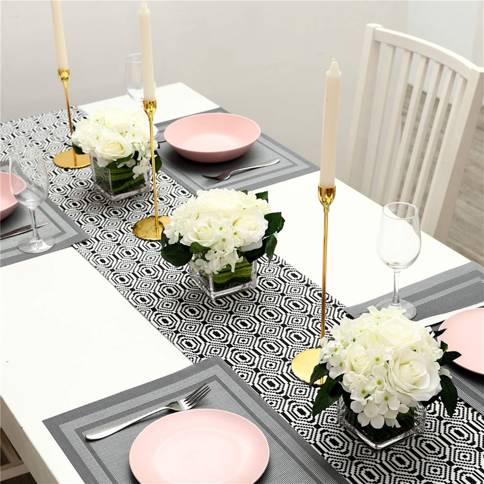 Artificial Silk Rose Flower Centerpiece Arrangement in vase for Home Wedding …